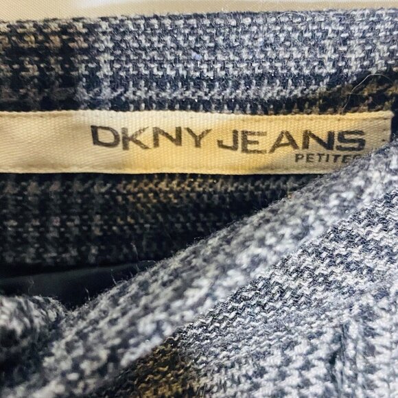 DKNY Jeans Black Gray Plaid Wool Blend Trouser Pants 4P - Picture 4 of 4
